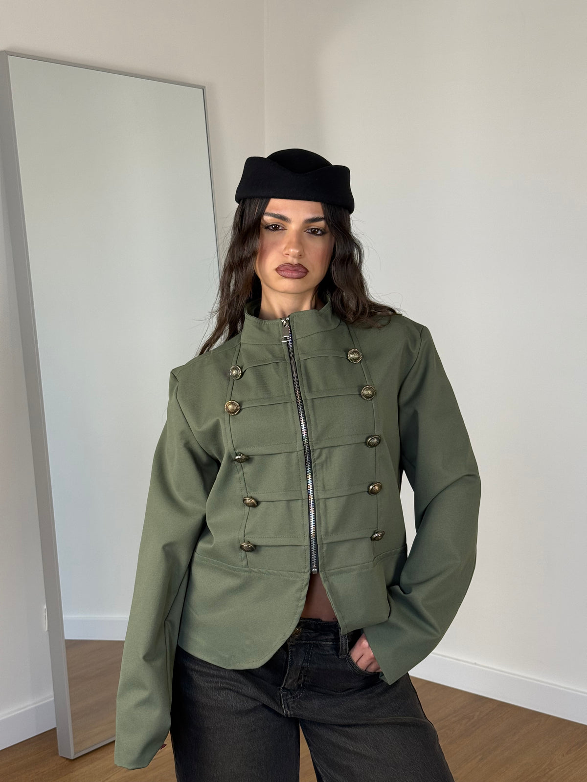 NAPOLEONIC-STYLE ZIP JACKET GREEN