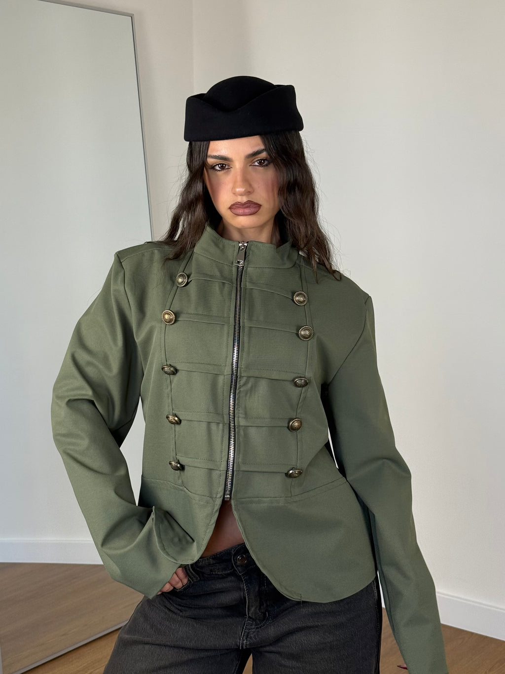 NAPOLEONIC-STYLE ZIP JACKET GREEN