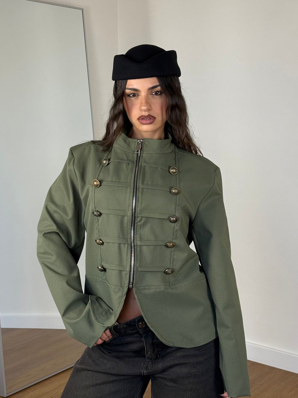NAPOLEONIC-STYLE ZIP JACKET GREEN