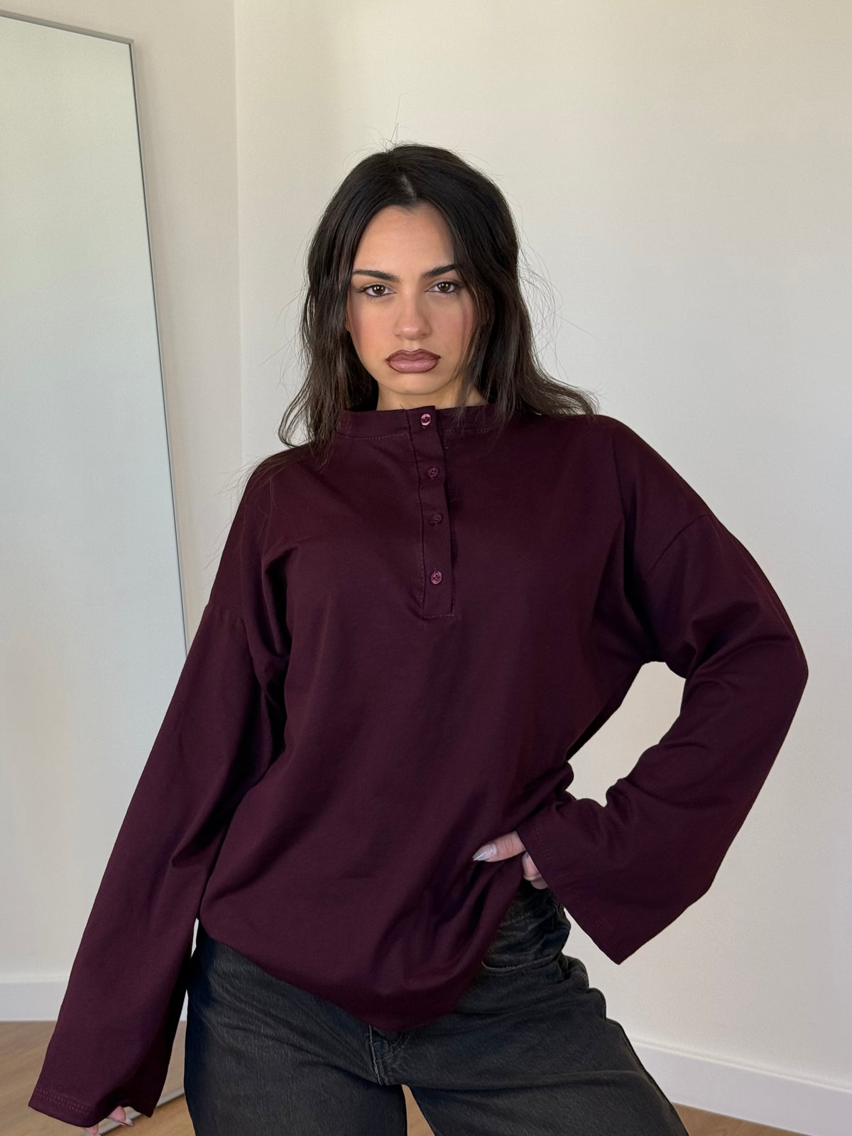 BUTTONS LONGSLEEVE SHIRT WINE