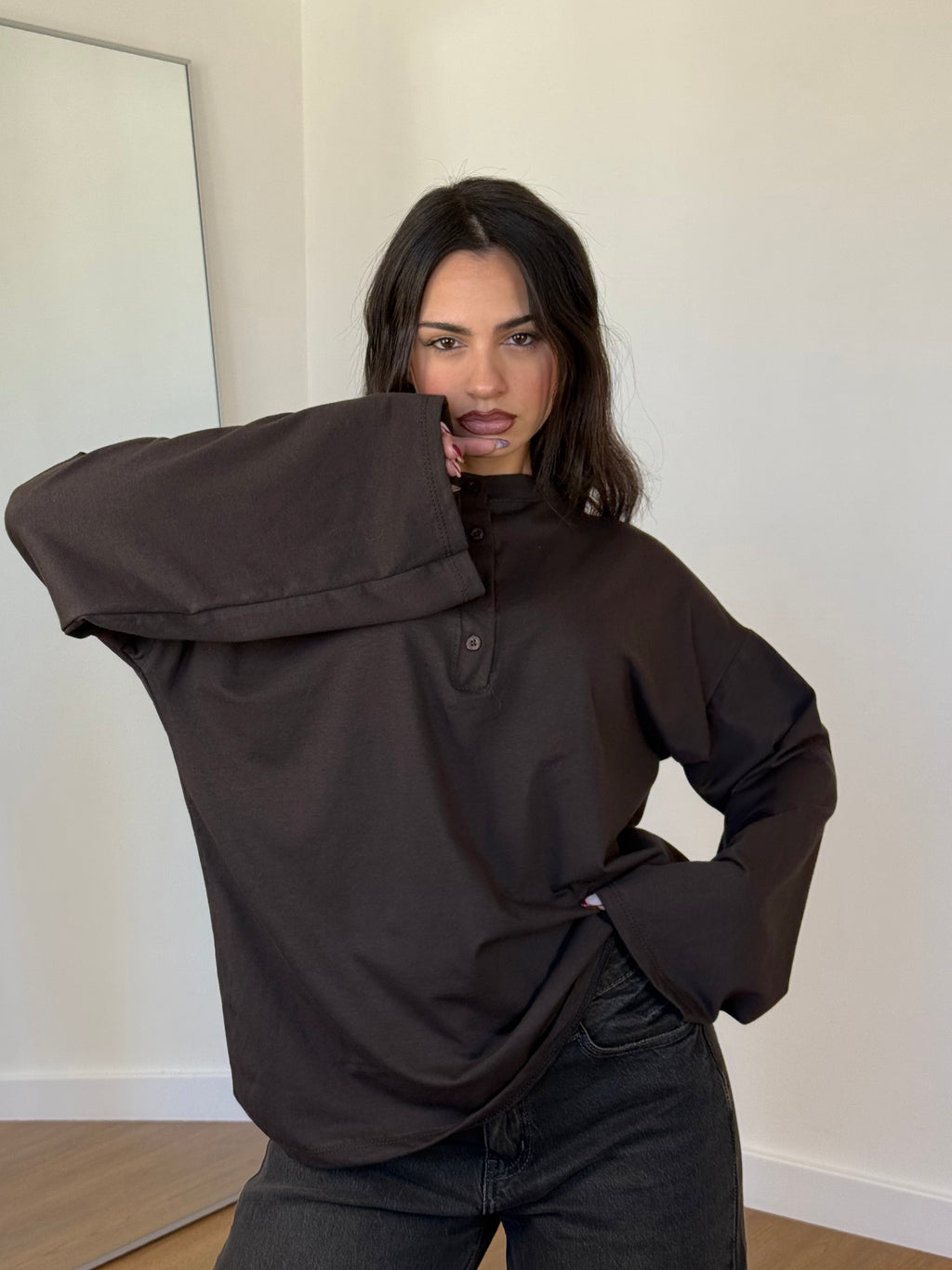 BUTTONS LONGSLEEVE SHIRT BROWN