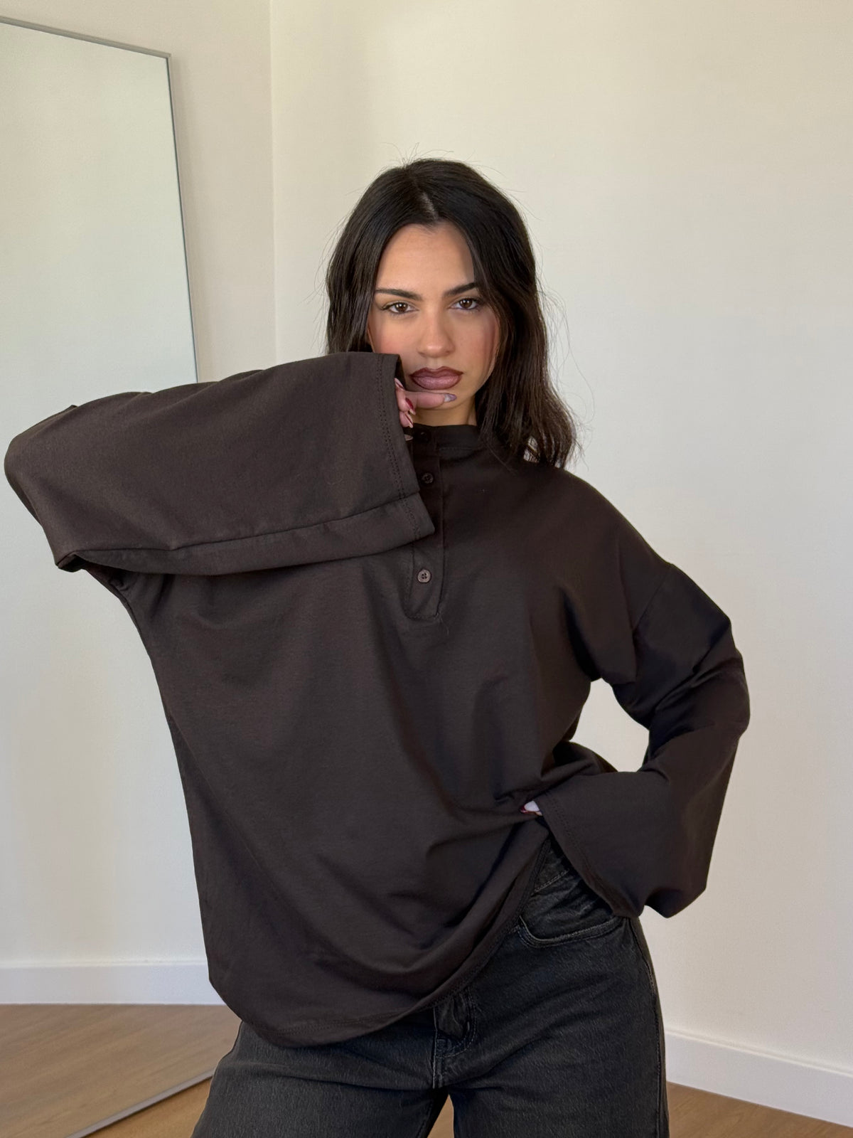 BUTTONS LONGSLEEVE SHIRT BROWN